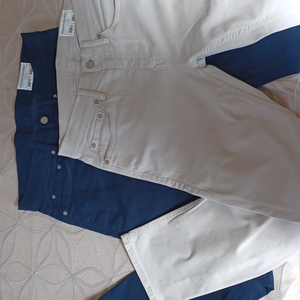 2 Banana Republic Slim Navy and Khaki Pants!